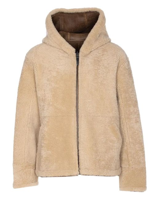 Yves Salomon Wendbare Lederjacke mit Kapuze in Natural für Herren