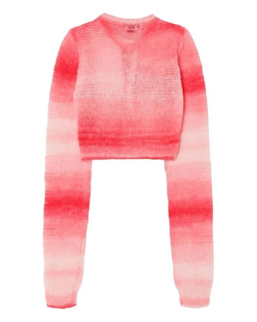 Re/done Red Gradient-Effect Cropped Cardigan