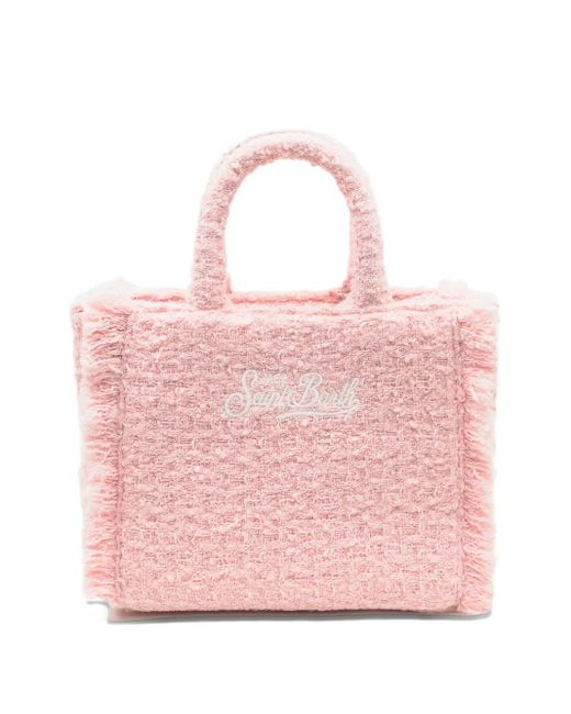 Mc2 Saint Barth Pink Mini Vanity Tweed-Fringed Tote Bag