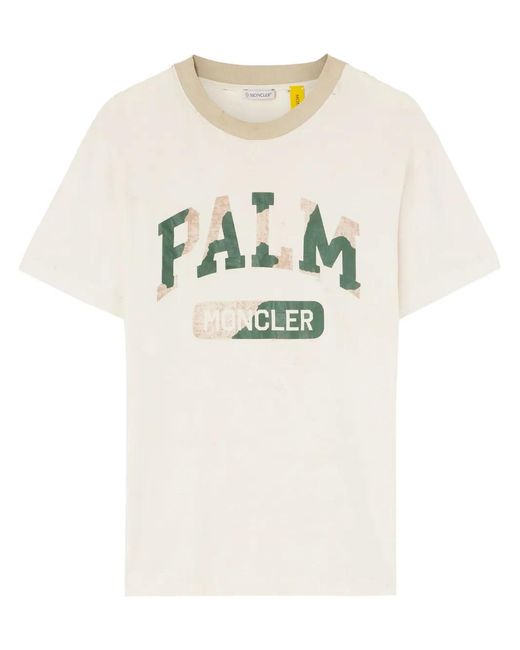 Palm Angels x Moncler Natural X Moncler Logo-Print Cotton T-Shirt for men