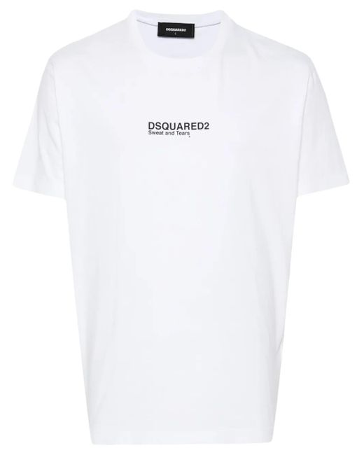 DSquared² White T-Shirt With Distinctive Logo Detail for men