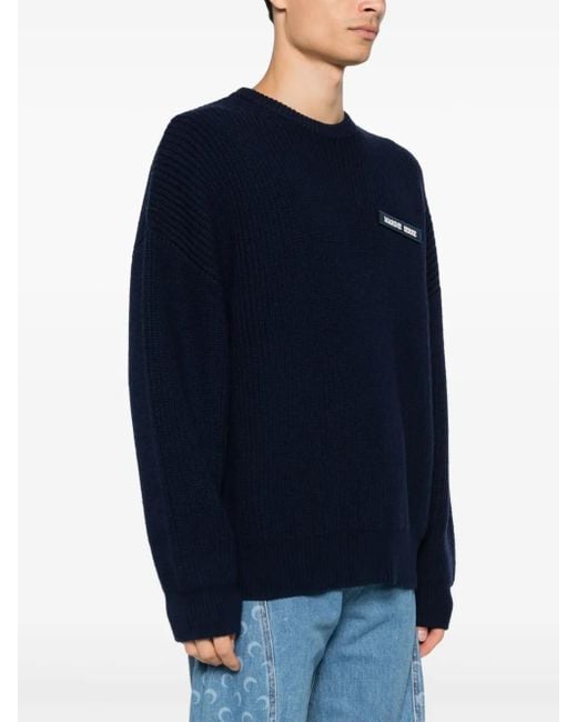 MARINE SERRE Blue Logo-Patch Sweater