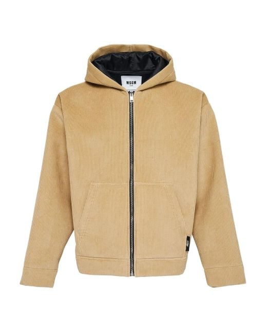 MSGM Natural Hooded Corduroy Jacket for men