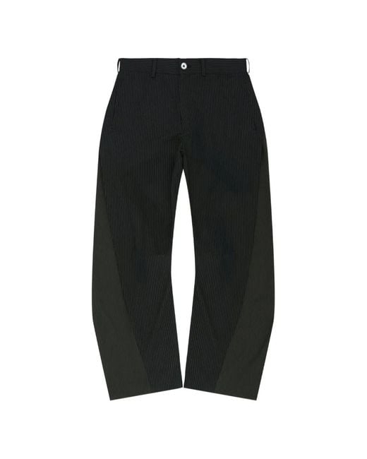 ANDERSSON BELL Black Stripe-Pattern Trousers for men