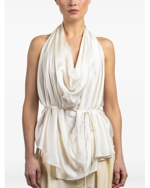 Wardrobe NYC White Halter Satin Blouse