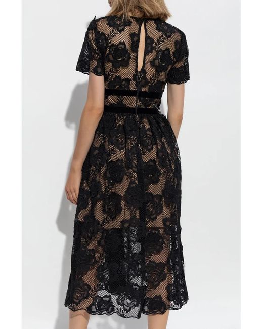 Self-Portrait Black Lace Midi Dress