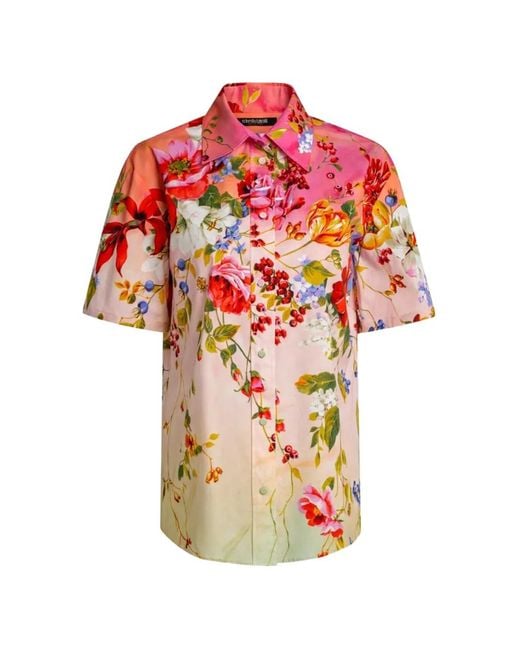 Roberto Cavalli White Fuchsia Cotton Elastane Shirt