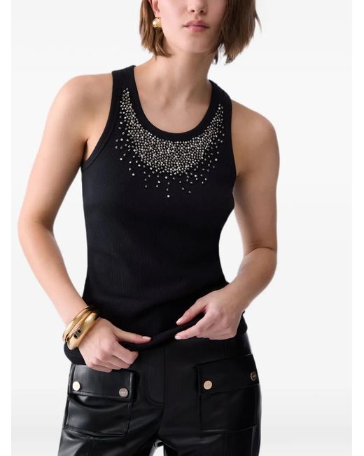 Liu Jo Black T-Shirt With Jewel Decoration