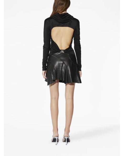 RTA Black Long-Sleeve Hooded Jersey Top