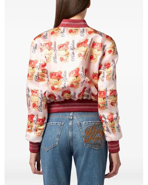 Philipp Plein White Print Bomber Jacket