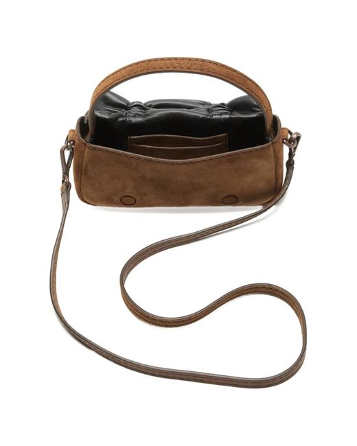 Acne Brown Micro Wildledertasche Mit Mehreren Fächern