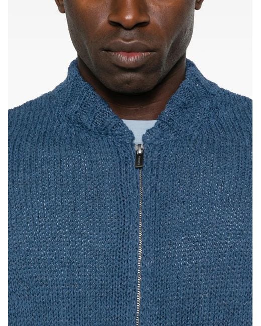 Barena Blue Zip-Fastening Cardigan for men