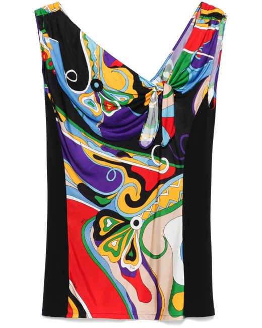 Emilio Pucci Blue Orchidee-Print Top
