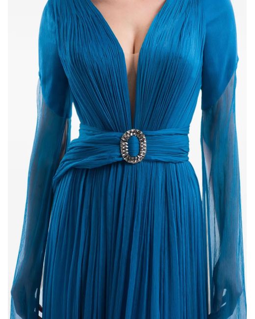 Vestido Largo Con Cinturón IMROSKA de color Blue