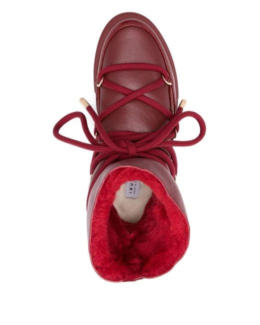 Inuikii Red Leather Lace-Up Boots