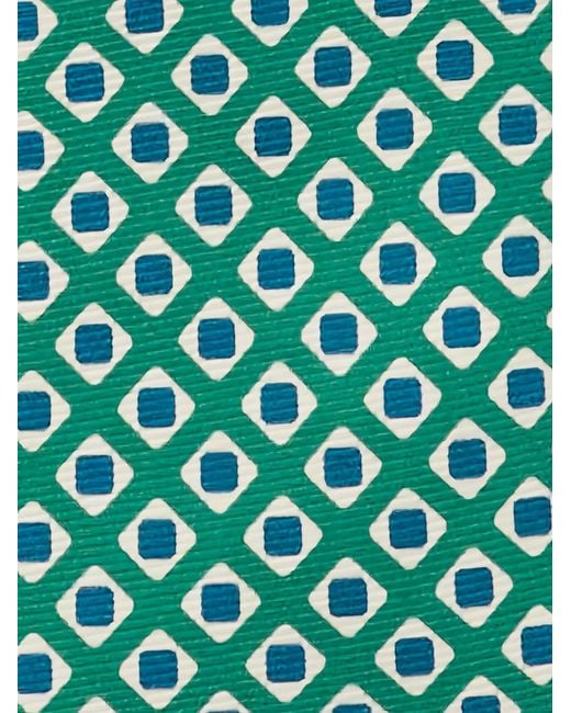 Kiton Green Cravate À Motif Géométrique for men