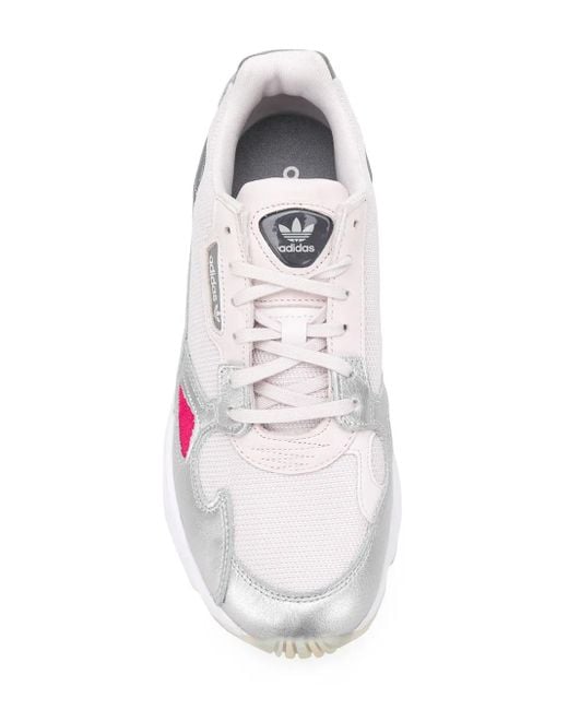 Adidas White Falcon W Leather-Trimmed Sneakers