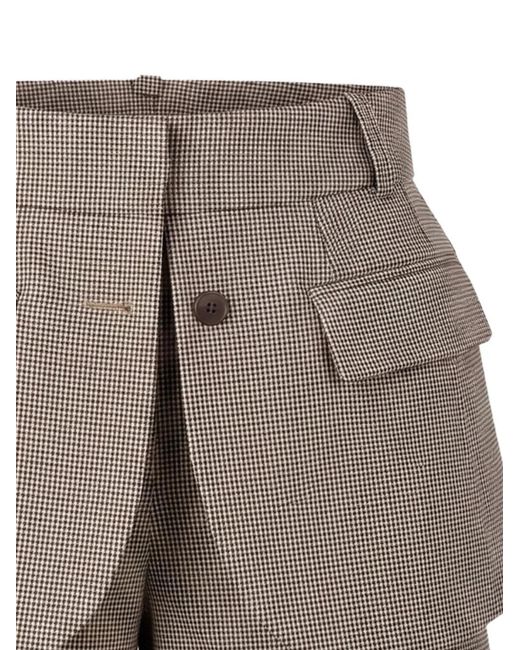 Monse Gray Jacket-Hem Checked Mini Shorts