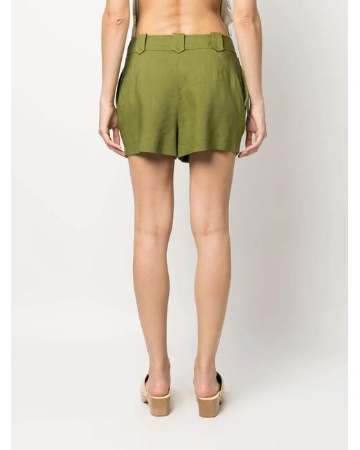 Alberta Ferretti Green Stone-Detailing Low-Rise Mini Shorts