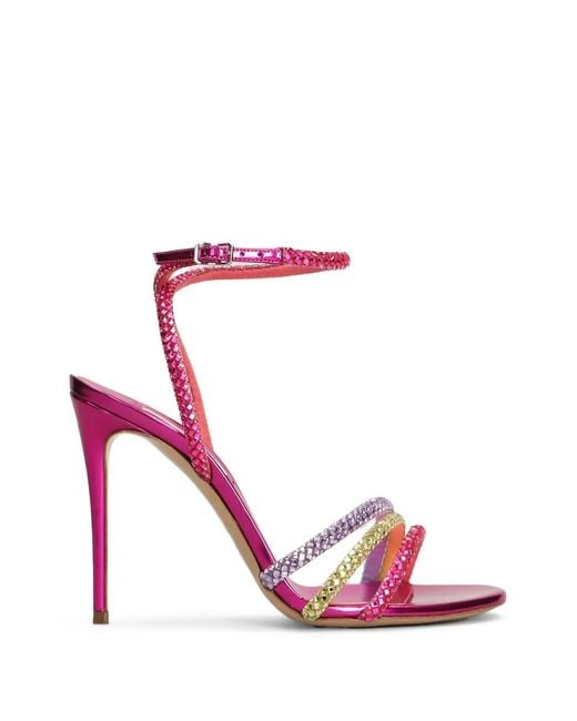 Casadei Pink 140 Andromeda Crystal-Embellished Heeled Sandals