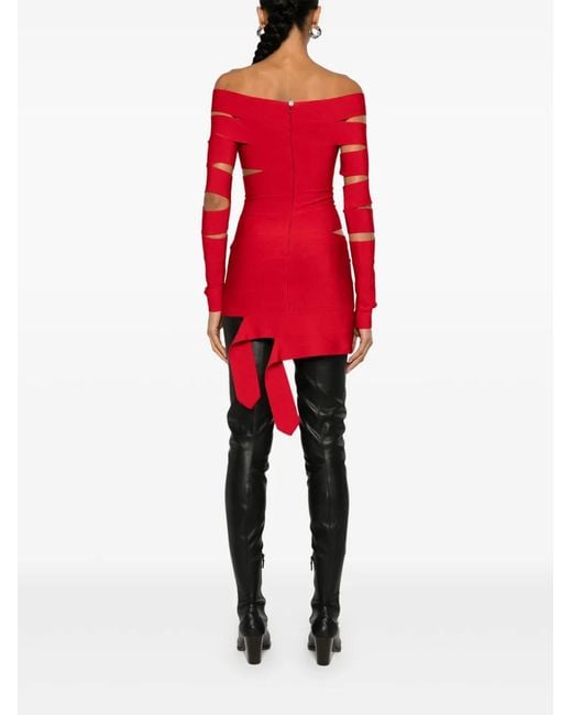 Off-White c/o Virgil Abloh Red Crystal-Embellished Mini Dress