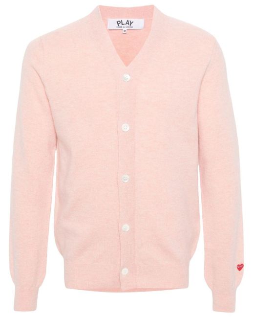 COMME DES GARÇONS PLAY Pink Logo-appliqué Wool Cardigan for men