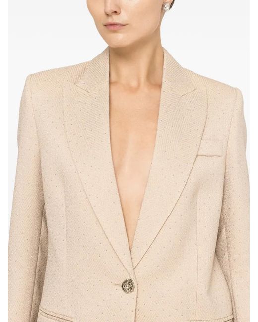 Nissa Natural Rhinestone Embellished Blazer