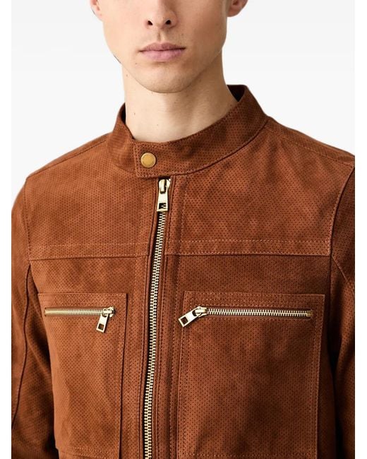 Michael Kors Brown Veste En Daim À Double Zip for men