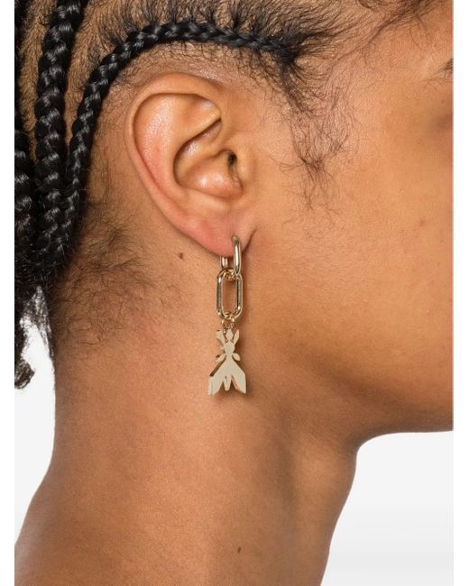 Patrizia Pepe Metallic Double Chain Fly-Pendant Hoop Earrings