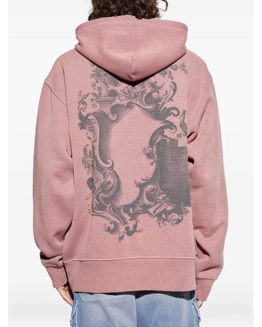 DIESEL Pink Embroidered-Logo Hooded Sweatshirt for men