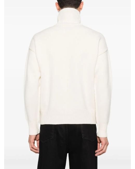 AMI White Ami De Coeur Logo Turtle-Neck Sweater