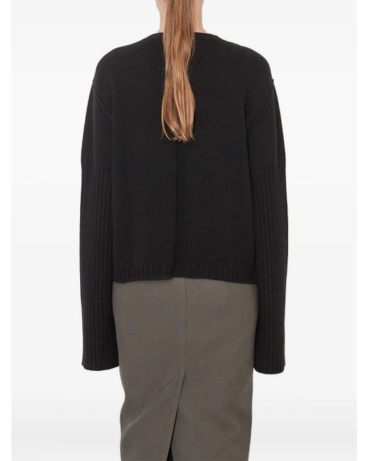 Rick Owens Black Ribbed-Cuff Sweater