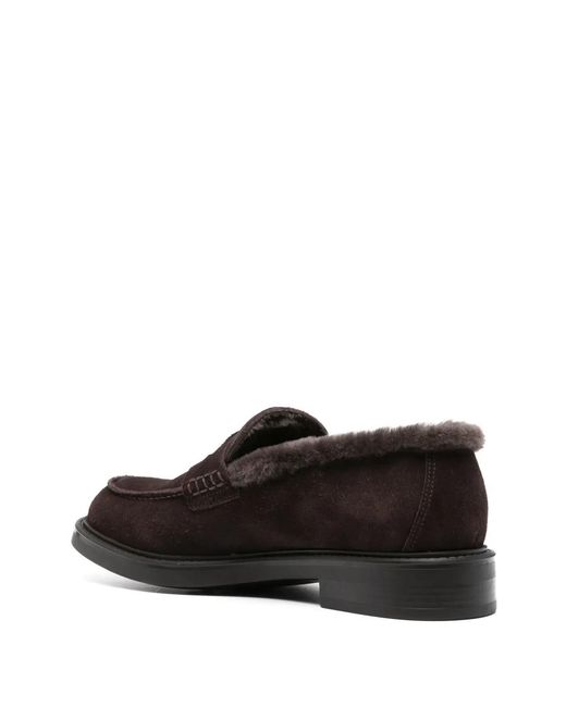 Doucal's Black Suede Loafers