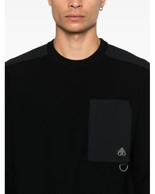 Moose Knuckles Black Patch-Pocket Sweater for men