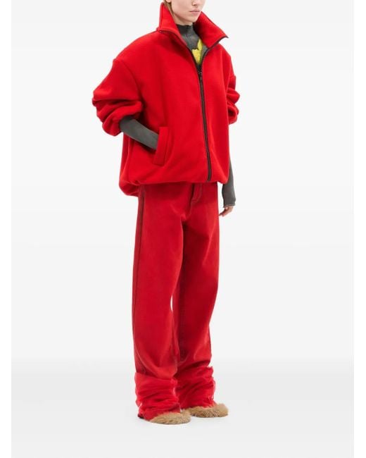 MSGM Red Zip-Fatening Sweatshirt