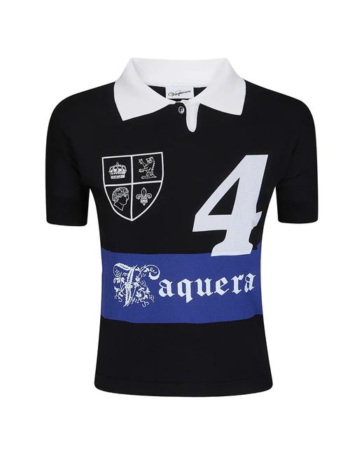 VAQUERA Black Logo-Print Striped Polo Shirt