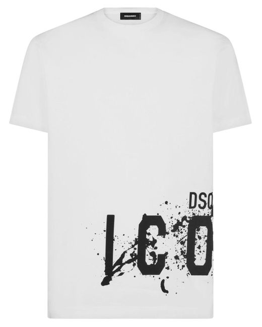 DSquared² White Icon Splash Cotton T-shirt for men