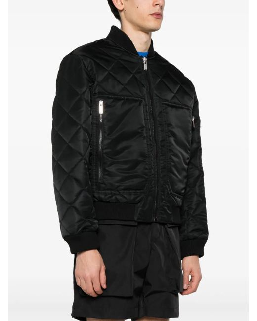 Just Cavalli Black Logo-Embroidered Bomber Jacket for men