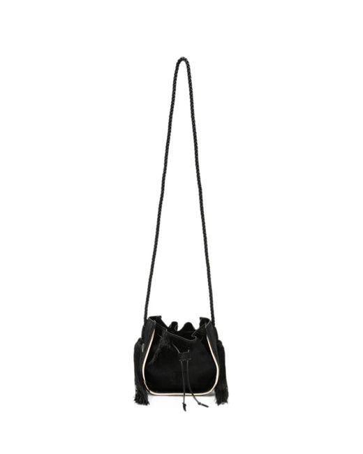 Forte_forte Black Tassel-Detail Braided-Strap Shoulder Bag