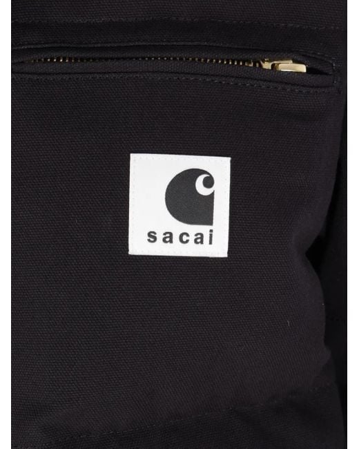 X Carhartt Wip Giacca Con Applicazione Logo E Colletto A Coste di Sacai in Black