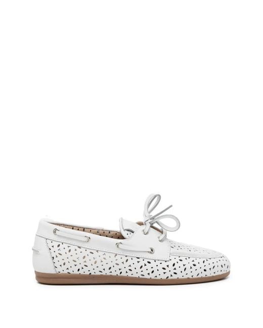 POSA White Perforated Loafers