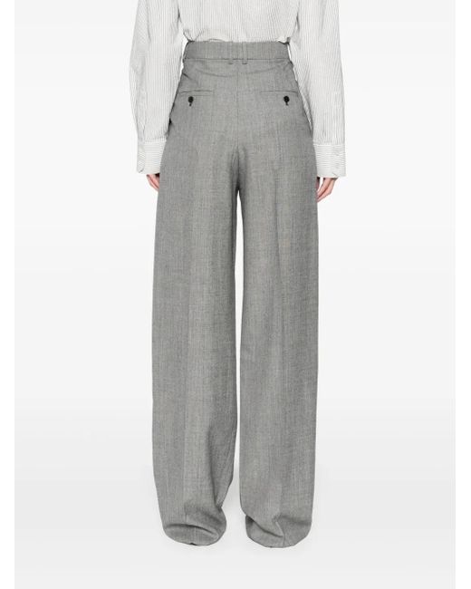 Saint Laurent Gray Wollhose Mit Doppelter Bundfalte