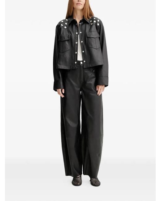 Gestuz Black Studded-Embellished Cropped Jacket