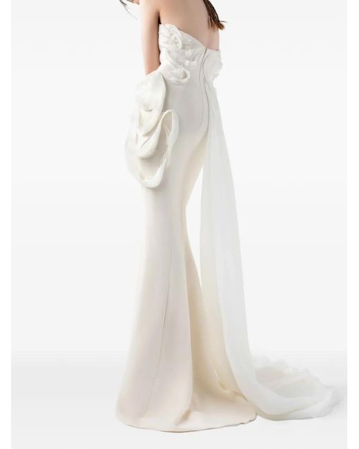 Gaby Charbachy White Robe Longue À Fleurs