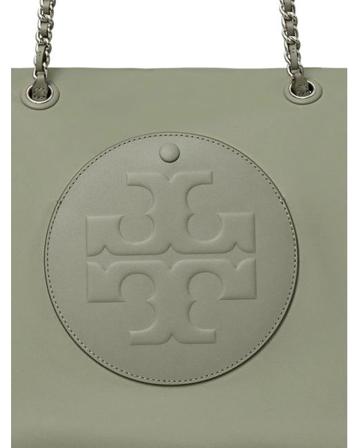 Tory Burch Chain-Strap Logo-Plaque Tote Bag in het Green