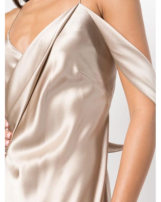 Michelle Mason Multicolor Silk Cowl Back Gown