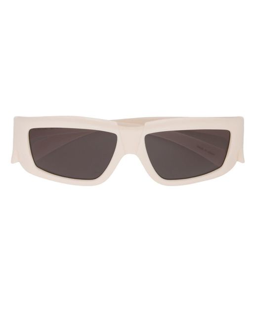 Rick Owens White Rectangular Frame Sunglasses for men