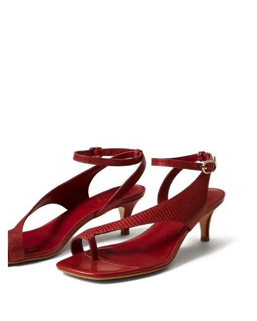 Twinset Red Lizard-Effect Sandals