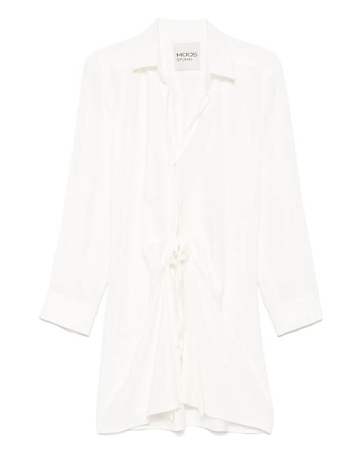 MOOS STUDIO White Wrap Mini Dress