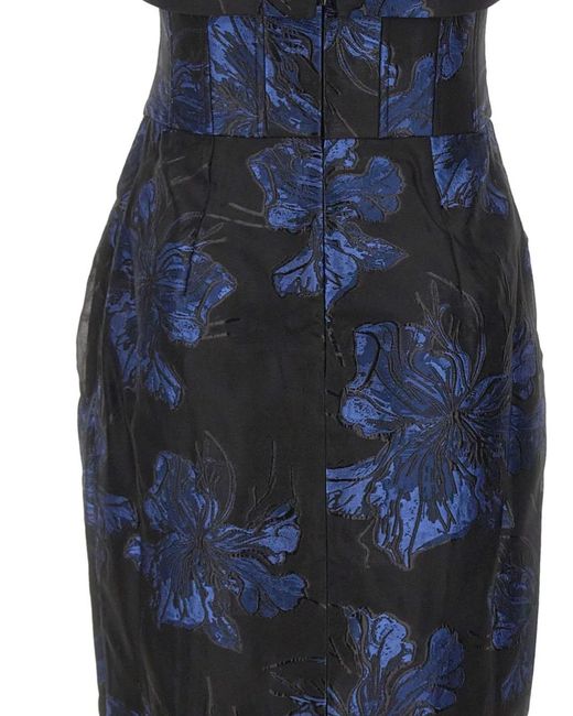 Rebecca Vallance Blue Off-The-Shoulder Floral-Print Dress